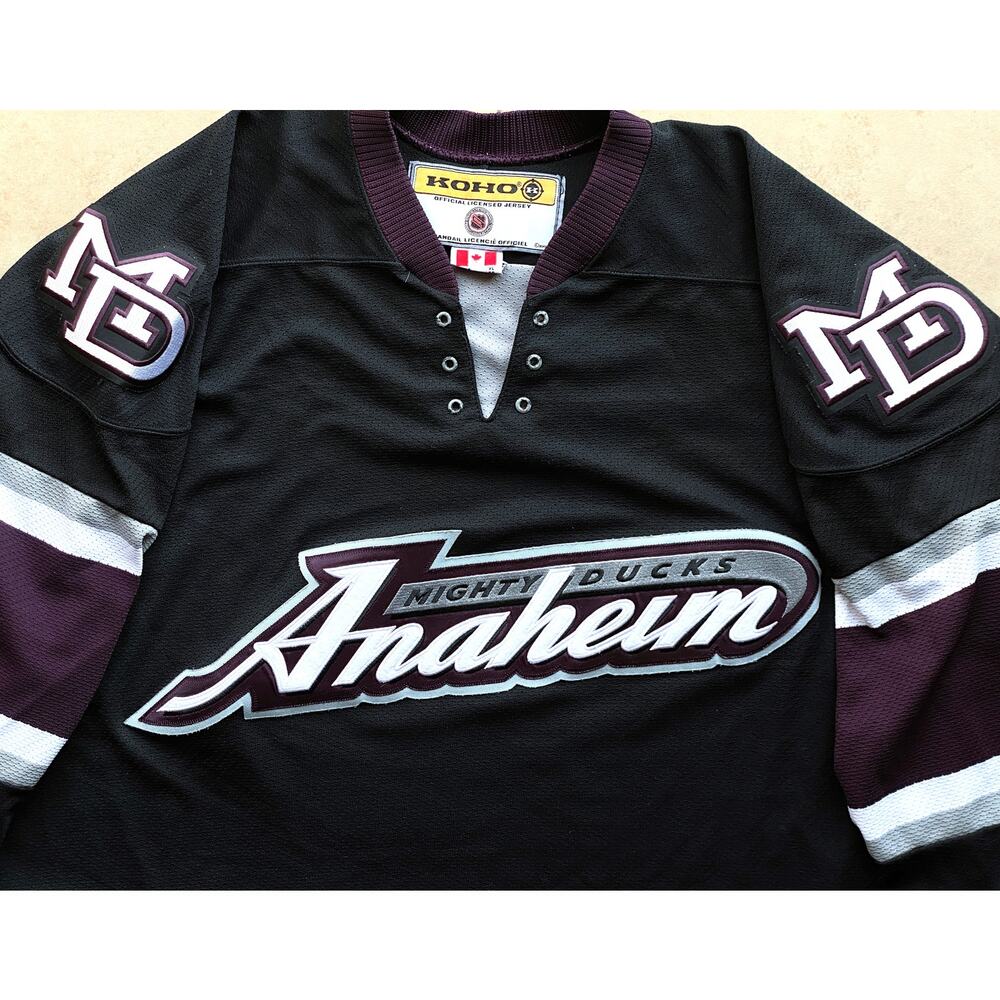 Anaheim Mighty Ducks 2003-2006 KOHO alt jersey XL black eggplant NHL hockey vtg